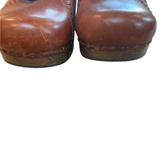 Women’s Dansko Mary Jane Shoes Platform Heel Brown Tan Dark Trim SIZE 37 7 7.5 - Picture 8 of 10